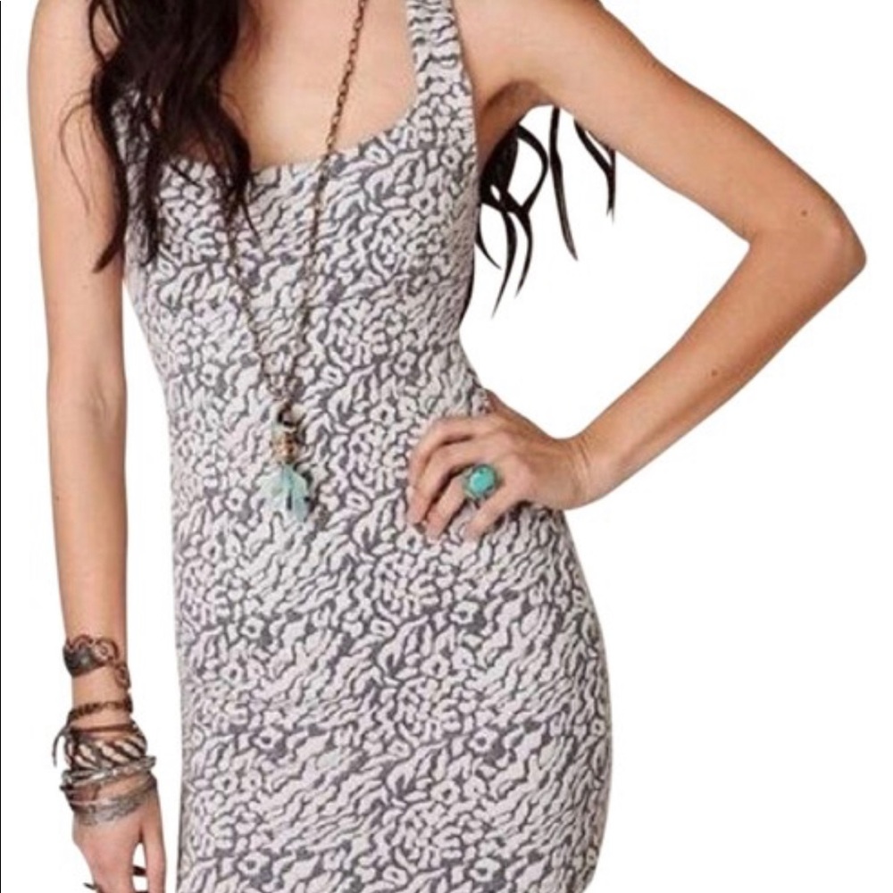 Free People Leopard Gray Dress